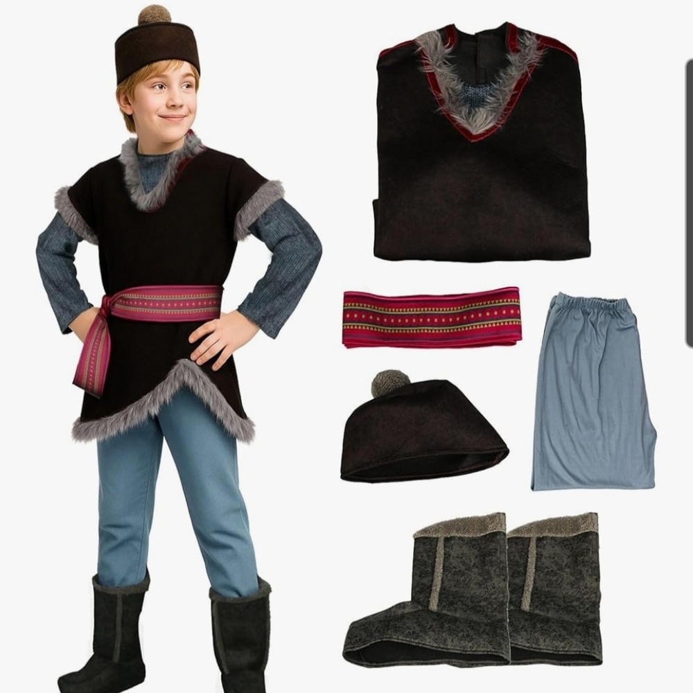 Kids Arctic / Medieval Adventurer Costume - Black and Gray